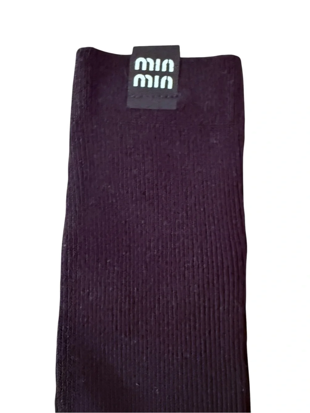 2 Pair Ribbed Miu Miu Outlet Crew Socks - Black & Cream